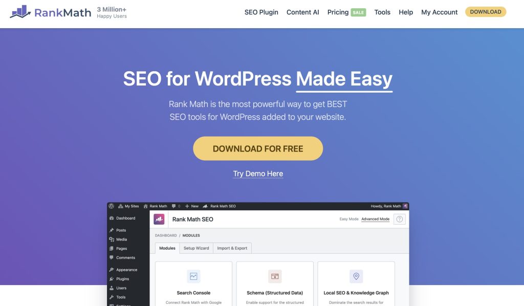 Rank Math SEO Plugin Free