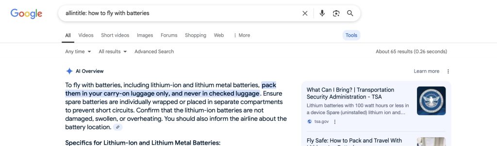 allintitle how to fly with batteries