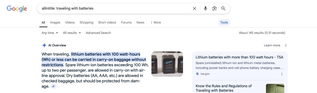 allintitle traveling with batteries